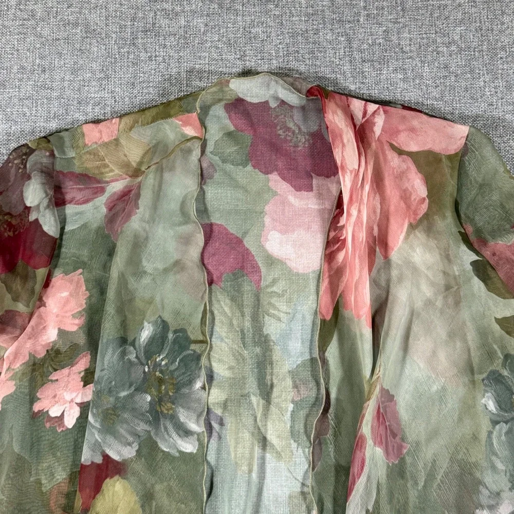 VTG Jeffrey & Dara Floral Dress Jacket Set Womens 6 Green Pink Fairycore Evening